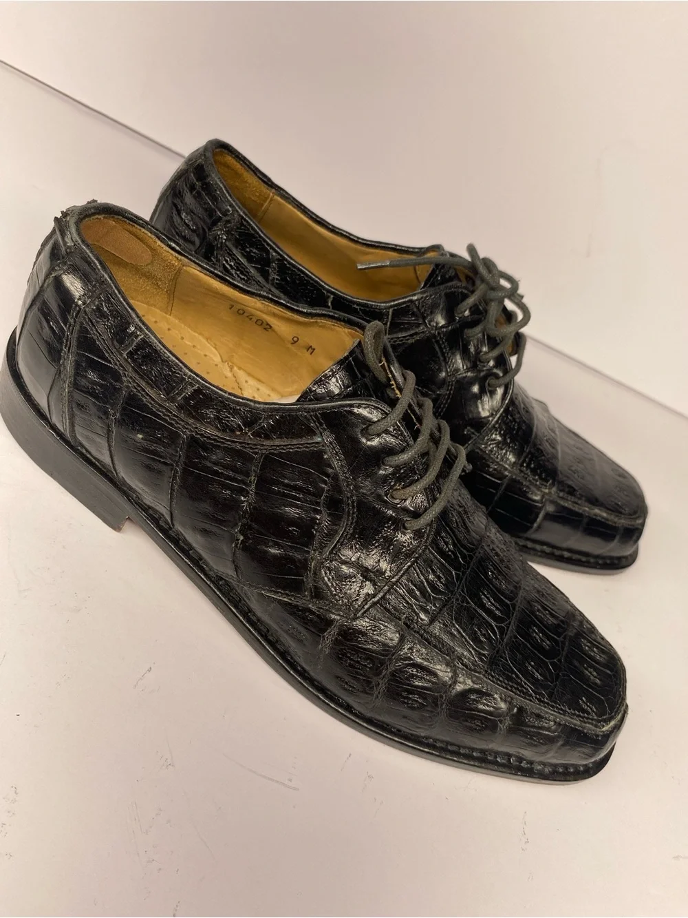 Belvedere Florence Men's 9M Brown Genuine Crocodile Dress Shoes, Handmade Italy